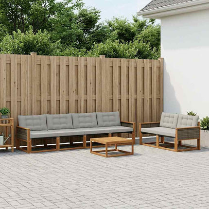 Utomhussoffset med kudde 7 pcs Naturlig och ljusgrå