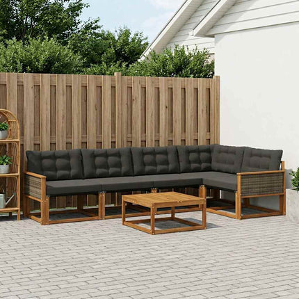 Utomhussoffset med kudde 7 pcs Naturlig och svart