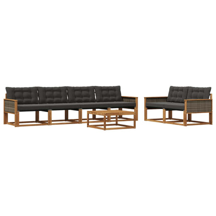 Utomhussoffset med kudde 7 pcs Naturlig och svart