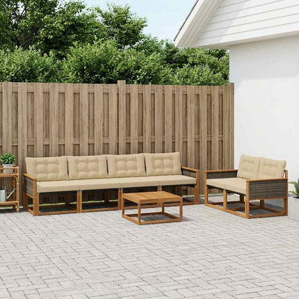 Utomhussoffset med kudde 7 pcs Naturlig och Beige