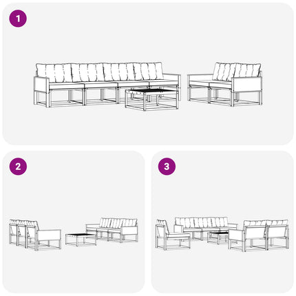 Utomhussoffset med kudde 7 pcs Naturlig och Grädde