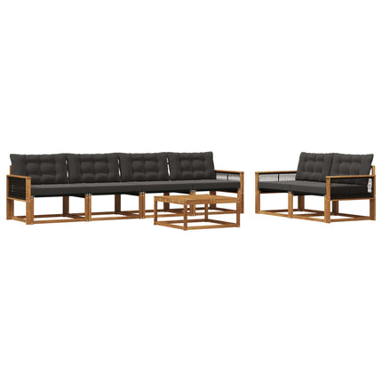 Utomhussoffset med kudde 7 pcs Naturlig och svart