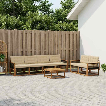 Utomhussoffset med kudde 7 pcs Naturlig och Beige