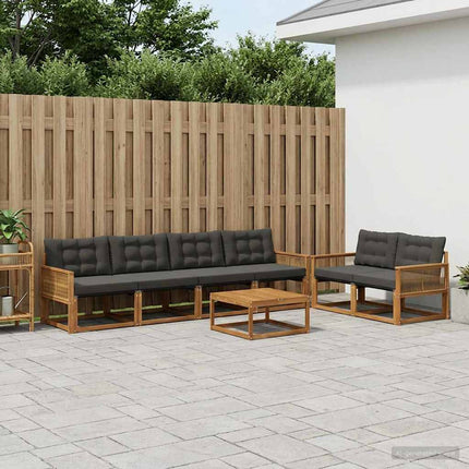 Utomhussoffset med kudde 7 pcs Naturlig och svart