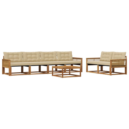 Utomhussoffset med kudde 7 pcs Naturlig och Beige
