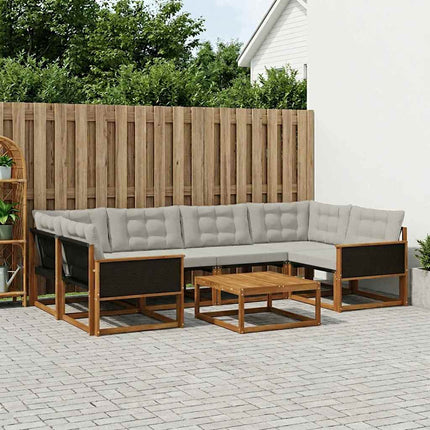 Utomhussoffset med kudde 7 pcs Naturlig och ljusgrå