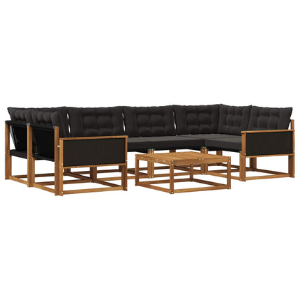 Utomhussoffset med kudde 7 pcs Naturlig och svart