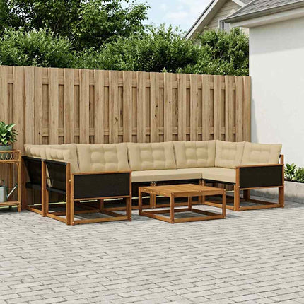Utomhussoffset med kudde 7 pcs Naturlig och Beige