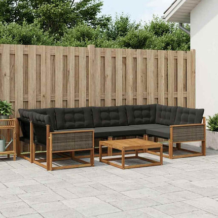 Utomhussoffset med kudde 7 pcs Naturlig och svart