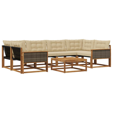 Utomhussoffset med kudde 7 pcs Naturlig och Beige