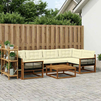 Utomhussoffset med kudde 7 pcs Naturlig och Grädde