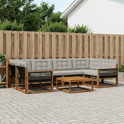 Utomhussoffset med kudde 7 pcs Naturlig och ljusgrå
