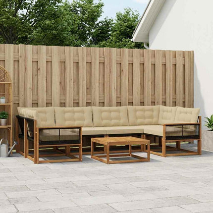 Utomhussoffset med kudde 7 pcs Naturlig och Beige