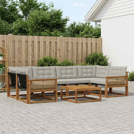 Utomhussoffset med kudde 7 pcs Naturlig och ljusgrå