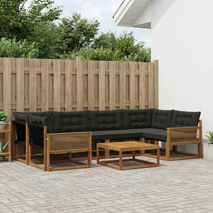 Utomhussoffset med kudde 7 pcs Naturlig och svart