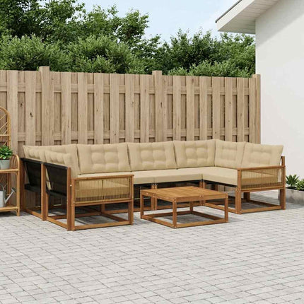 Utomhussoffset med kudde 7 pcs Naturlig och Beige