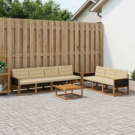 Utomhussoffset med kudde 8 pcs Naturlig och Beige