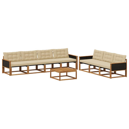 Utomhussoffset med kudde 8 pcs Naturlig och Beige