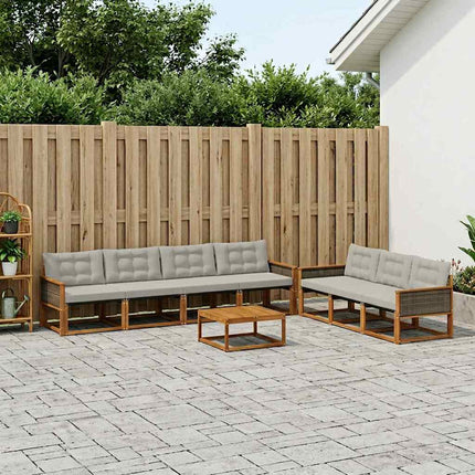 Utomhussoffset med kudde 8 pcs Naturlig och ljusgrå