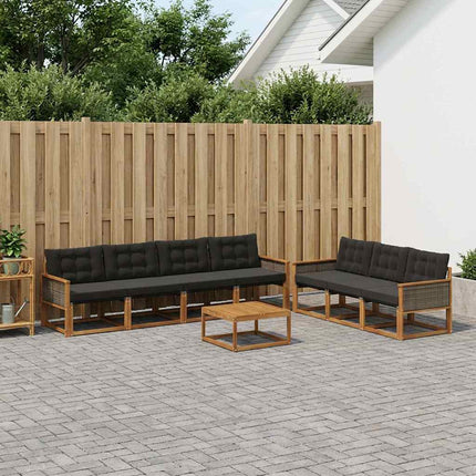Utomhussoffset med kudde 8 pcs Naturlig och svart