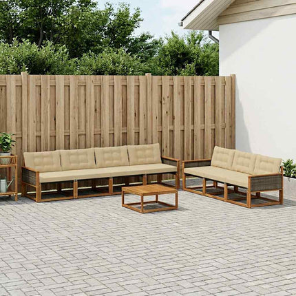 Utomhussoffset med kudde 8 pcs Naturlig och Beige