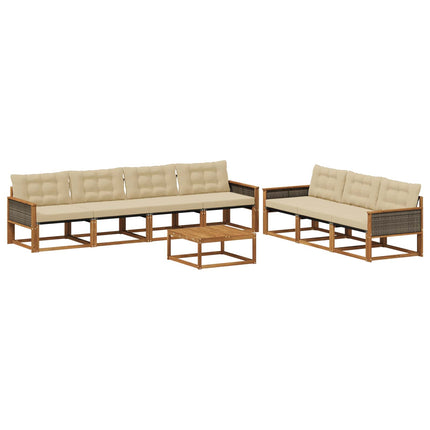 Utomhussoffset med kudde 8 pcs Naturlig och Beige