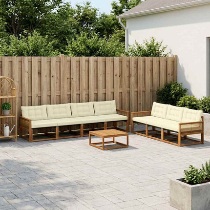 Utomhussoffset med kudde 8 pcs Naturlig och Grädde