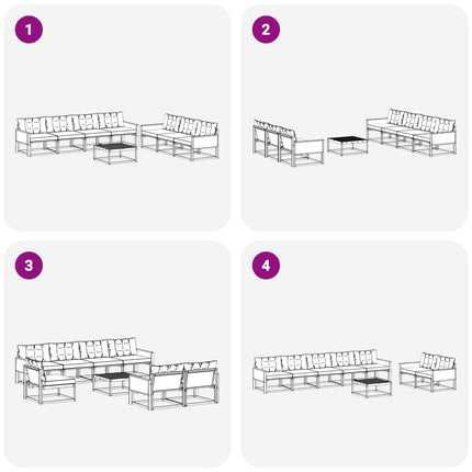 Utomhussoffset med kudde 8 pcs Naturlig och ljusgrå