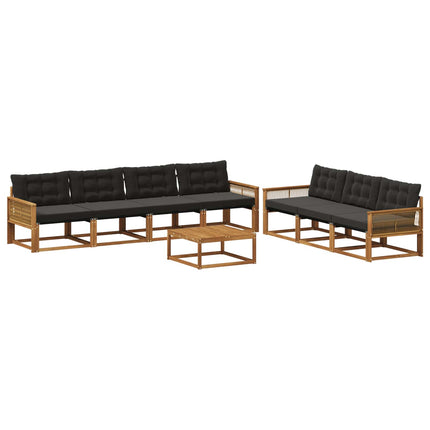Utomhussoffset med kudde 8 pcs Naturlig och svart