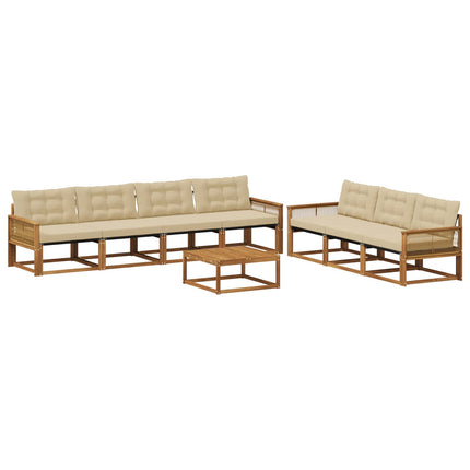 Utomhussoffset med kudde 8 pcs Naturlig och Beige