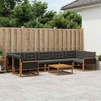 Utomhussoffset med kudde 8 pcs Naturlig och svart