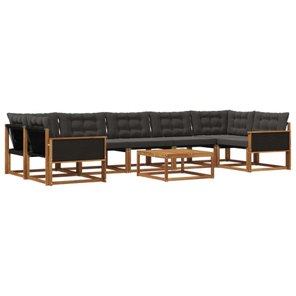 Utomhussoffset med kudde 8 pcs Naturlig och svart