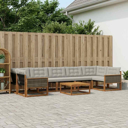 Utomhussoffset med kudde 8 pcs Naturlig och ljusgrå