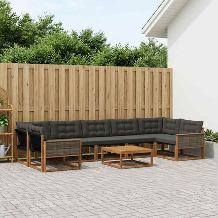 Utomhussoffset med kudde 8 pcs Naturlig och svart