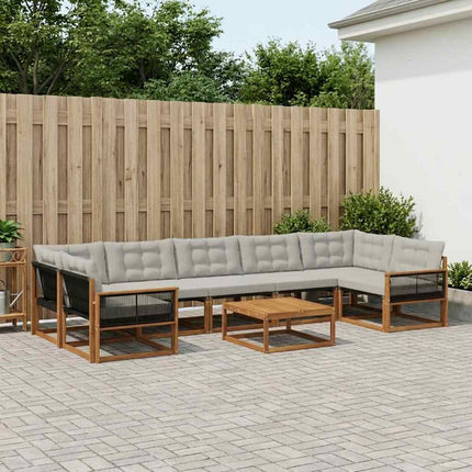 Utomhussoffset med kudde 8 pcs Naturlig och ljusgrå