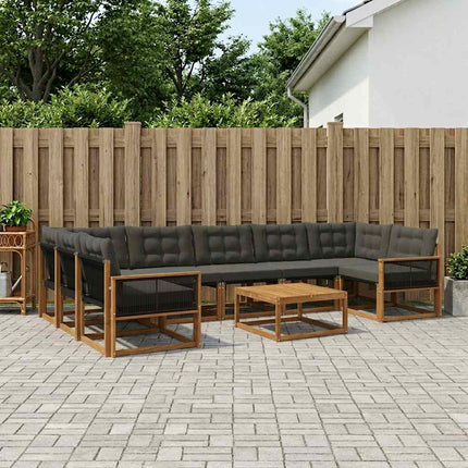 Utomhussoffset med kudde 8 pcs Naturlig och svart