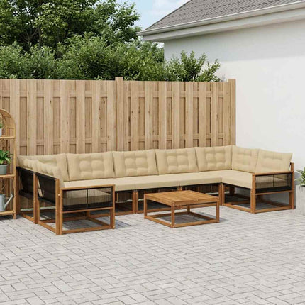 Utomhussoffset med kudde 8 pcs Naturlig och Beige