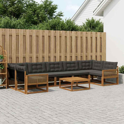 Utomhussoffset med kudde 8 pcs Naturlig och svart