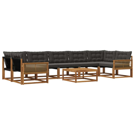 Utomhussoffset med kudde 8 pcs Naturlig och svart