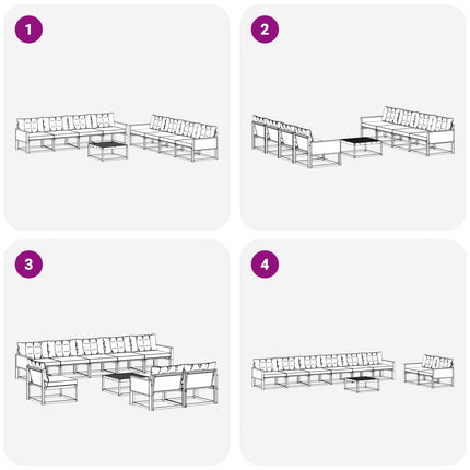 Utomhussoffset med kudde 9 pcs Naturlig och ljusgrå