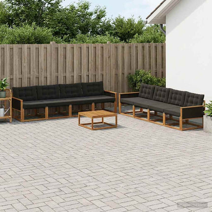 Utomhussoffset med kudde 9 pcs Naturlig och svart