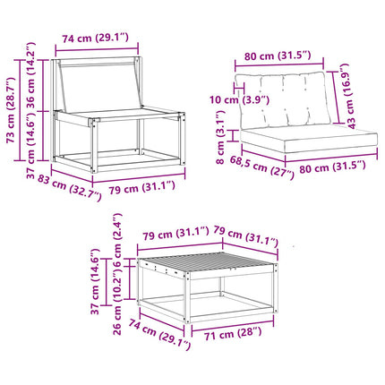 Utomhussoffset med kudde 9 pcs Naturlig och svart