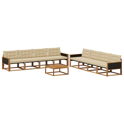 Utomhussoffset med kudde 9 pcs Naturlig och Beige