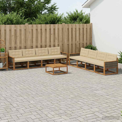Utomhussoffset med kudde 9 pcs Naturlig och Beige