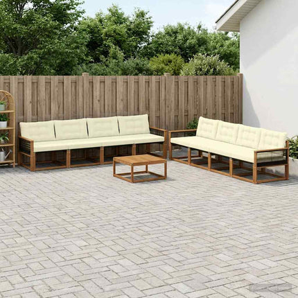 Utomhussoffset med kudde 9 pcs Naturlig och Grädde