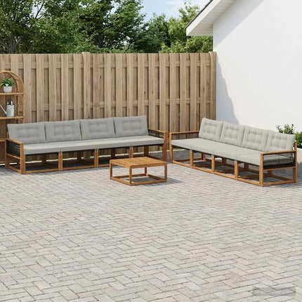 Utomhussoffset med kudde 9 pcs Naturlig och ljusgrå