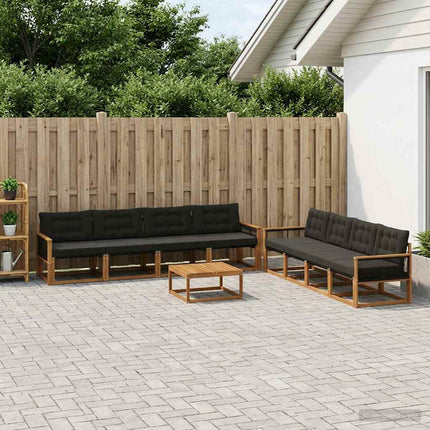 Utomhussoffset med kudde 9 pcs Naturlig och svart