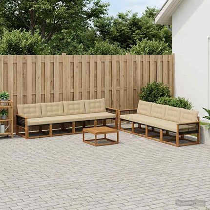 Utomhussoffset med kudde 9 pcs Naturlig och Beige