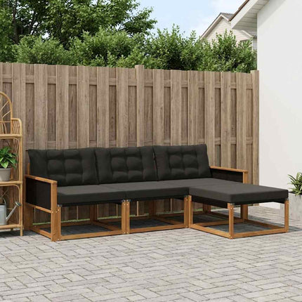 Utomhussoffset med kudde 4 pcs Naturlig och svart