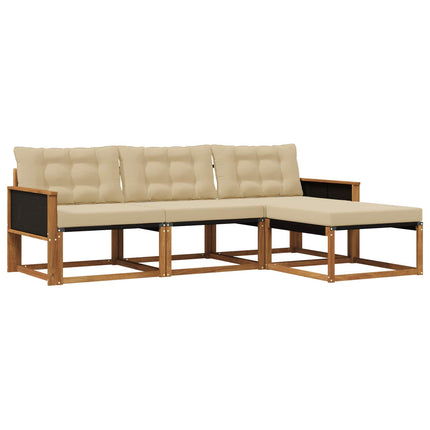 Utomhussoffset med kudde 4 pcs Naturlig och Beige